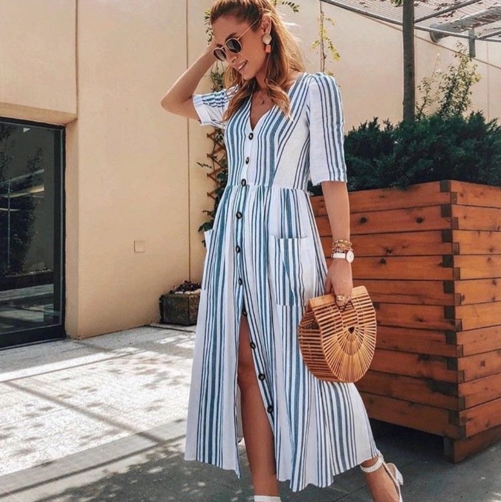 Zara Button-Up Dress with Pockets